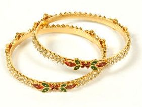 Diamond Stud Rolled Gold Bangles