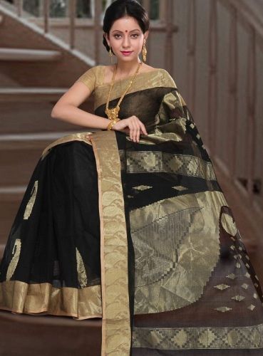 tant Sarees -Black And Gold Tant Saree 7