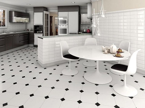 Juoda & White kitchen Floor Tile