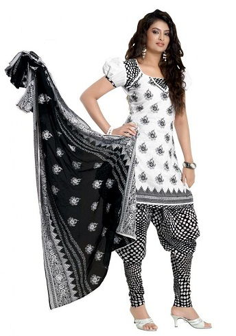 Black and white Printed Salwar Suit