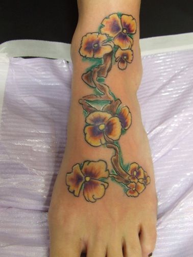 Pansy Foot Tattoo