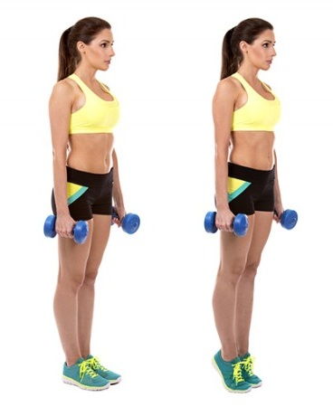 Álló Calf Raise Exercises with Dumbbells