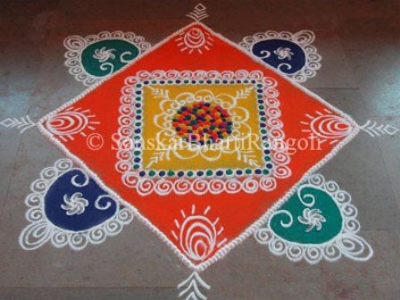 Square Shaped Galicha Rangoli Design