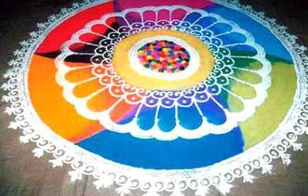 Rainbow Colored Galicha Rangoli