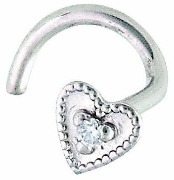 Diamond Nose Ring in Heart Shape