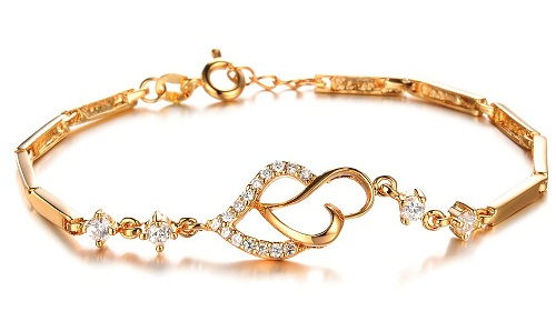 V obliki srca Gold Platted Bracelet