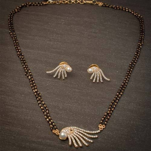 Shell silver mangalsutra