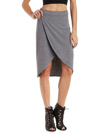 Ribbed Tulip Wrap Skirt