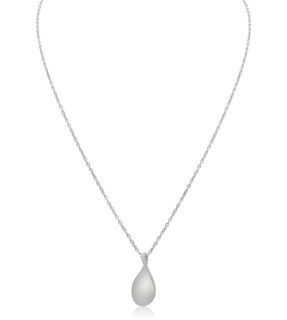 Mat Finish teardrop Pendant Sterling Silver Necklace