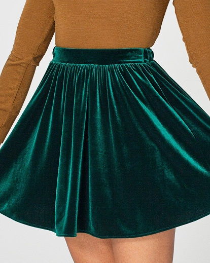 Zöld Stretchable Velvet Skirts