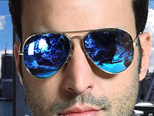 Blue Reflective Aviators for Men