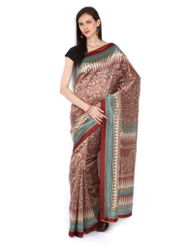 Bhagalpuri Sarees-Beige Bhagalpuri Saree with Printed Design 5