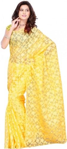 Galben Saree With Floral Patterns 14