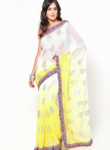 Galben Sarees-The White and Yellow Saree 15