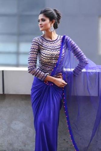 Plains Sarees With Designer Blouse-Blouse For The Plain Blue Sarees 15