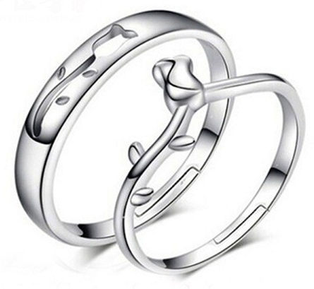 Ezüst Roses Couple Rings