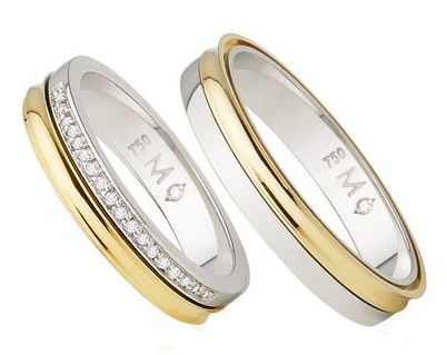 Ezüst Couple Rings with Rose Gold