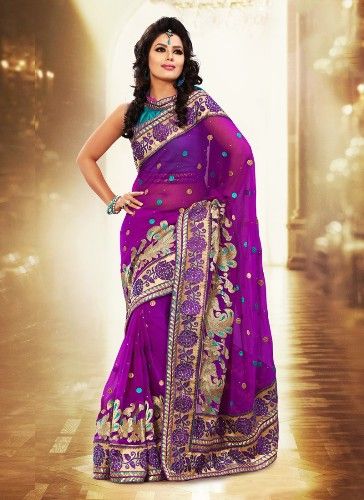 Violet Saree Designs-Best Designer Violet Saree 1