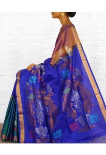 Uppada Sarees-Blue Artistic Uppada Saree 7