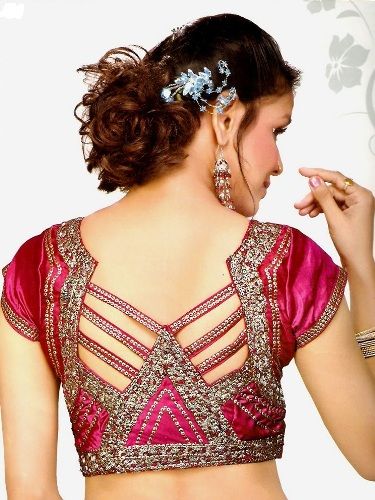 simple Embellished Blouse neck design