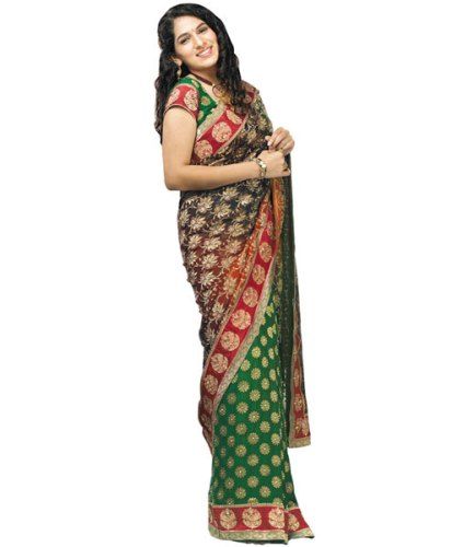 Išgalvotas Sarees-Green And Black Design Saree 14