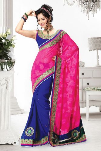 Išgalvotas Sarees-Alluring Pink Fancy Saree 22