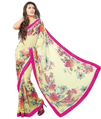 Išgalvotas Sarees-Off White Floral Saree 25