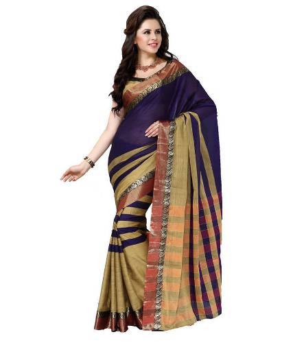 Išgalvotas Sarees-Blue Cotton Fancy Saree 4