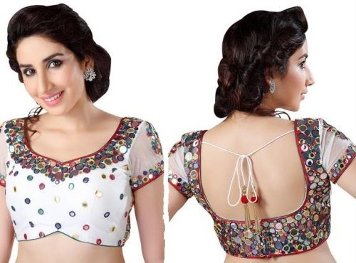 Zadnje Blouse Neck Designs-Mirror Blouse Design 14