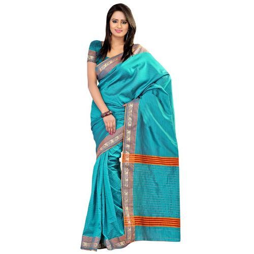 Pamut Sarees-Sky Blue Cotton Saree 12