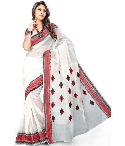 Pamut Sarees-White Cotton Saree With Innovative Designs 16