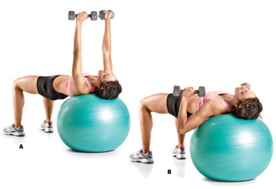 svájci Ball Dumbbell Presses