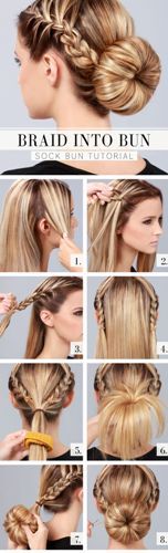 pinti bun hairstyles - The Sock Braid Bun