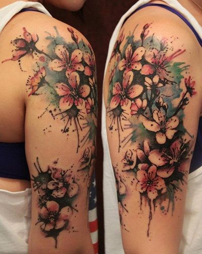 Watercolour special Tribal Flower Tattoo