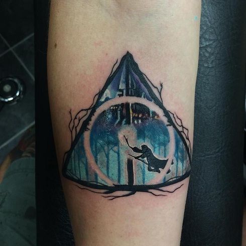 Hogwarts and Harry Porter Hallow Tattoo