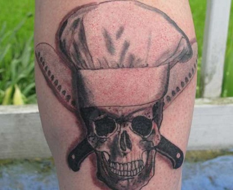 Chef styled crossbones tattoo