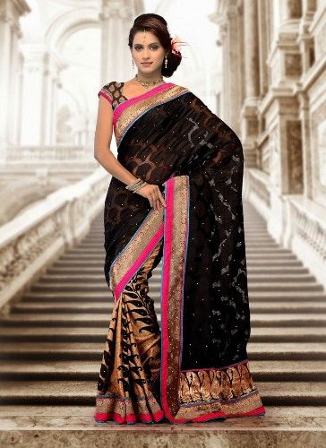 Jaquard Sarees-Black And Gold Jacquard Manipuri Silk Saree 3